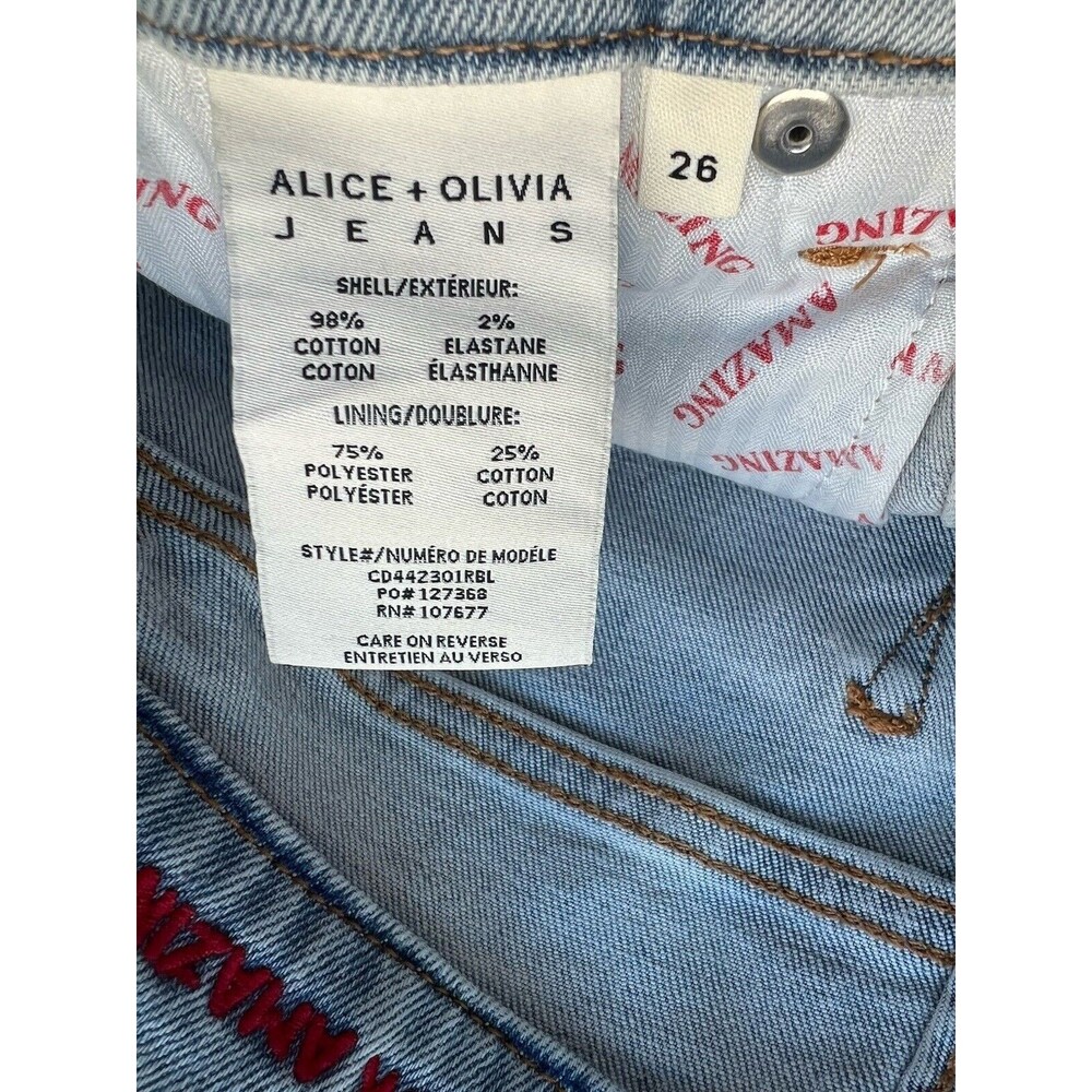 $395 Alice + Olivia AMAZING High Rise Straight Designer Jeans Rockstar Blue 26 - Picture 5 of 11